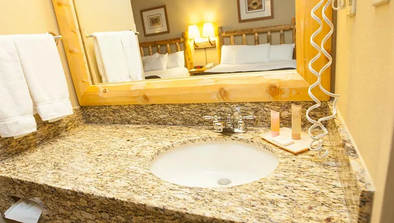 The sink area in the accessible Double Queen Suite